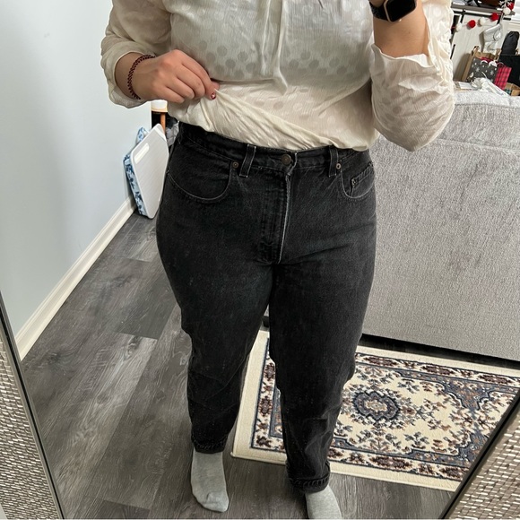 Vintage Gap Denim | Black Charcoal High Waisted Straight Jeans Sz 14 - Picture 4 of 6